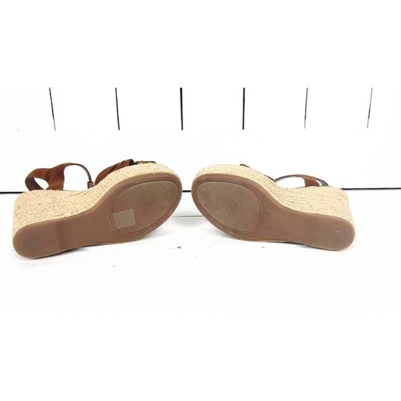 90s vintage brown open toe high platform t strap wedge espadrille sandals/Aldo/3 - Picture 7 of 7